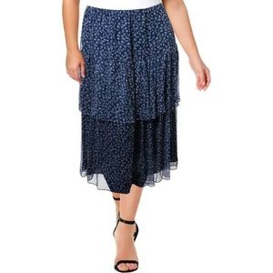 Lauren Ralph Lauren Georgette floral tiered skirt, size large blue